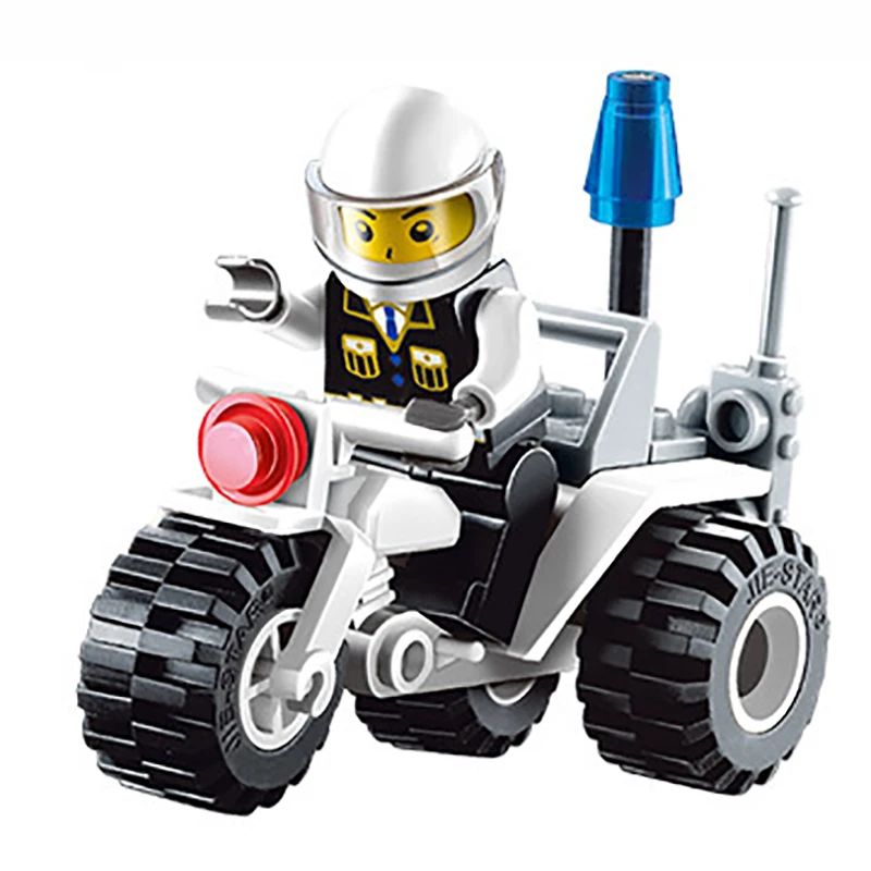 

27pcs City Police Three-wheel Motorcycle Kids Patrol Trike Bricks Figure&Car Building Blocks Enlighten Toys Children K2531-20003