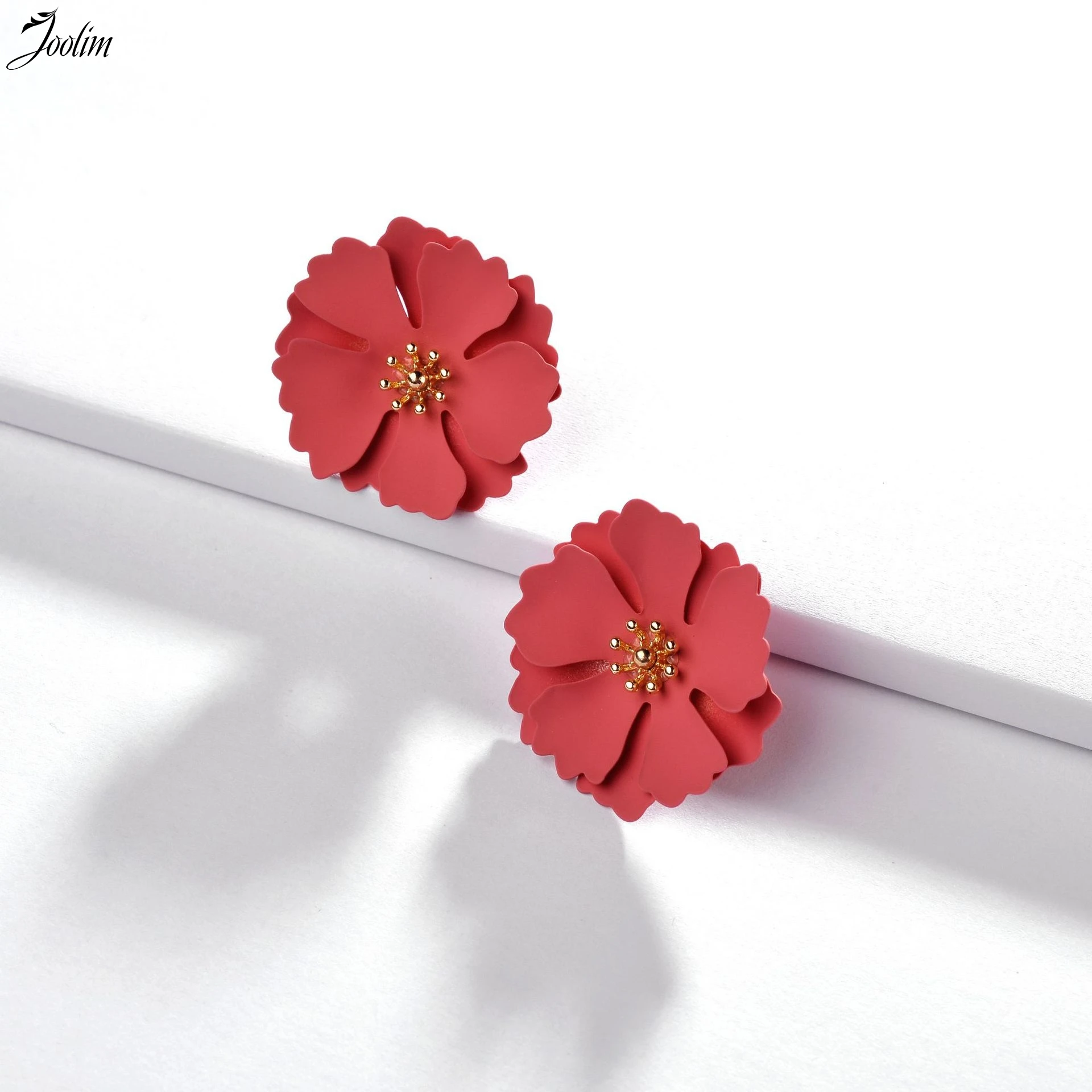 

Joolim White Yellow Pink Black Red Flower Stud Earrings for Women 2019 Summer Earring