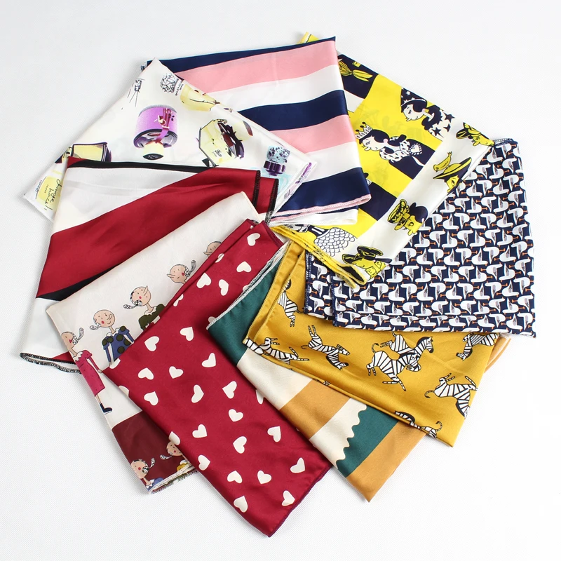 

2019 Scarves for Women Print Polyester Square Silk Scarf Shawl Bandana for Head Hijab For Ladies 50X50cm