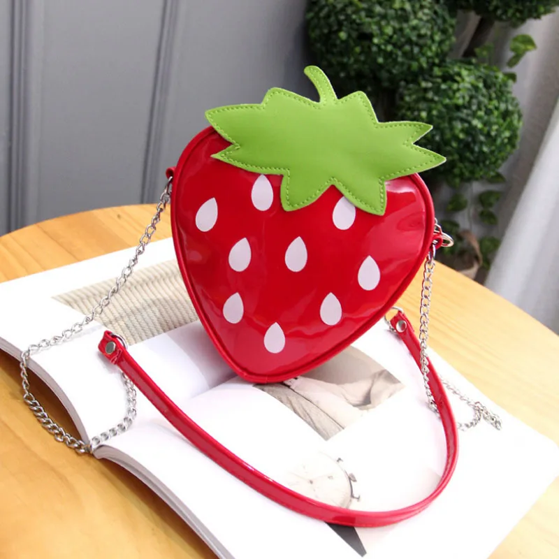 strawberry Для женщин девочек кожаная сумка дамы кошелек сумка кроссбоди Горячие милый сладкий фруктовый десерт Sculpt сумка - Цвет: strawberry
