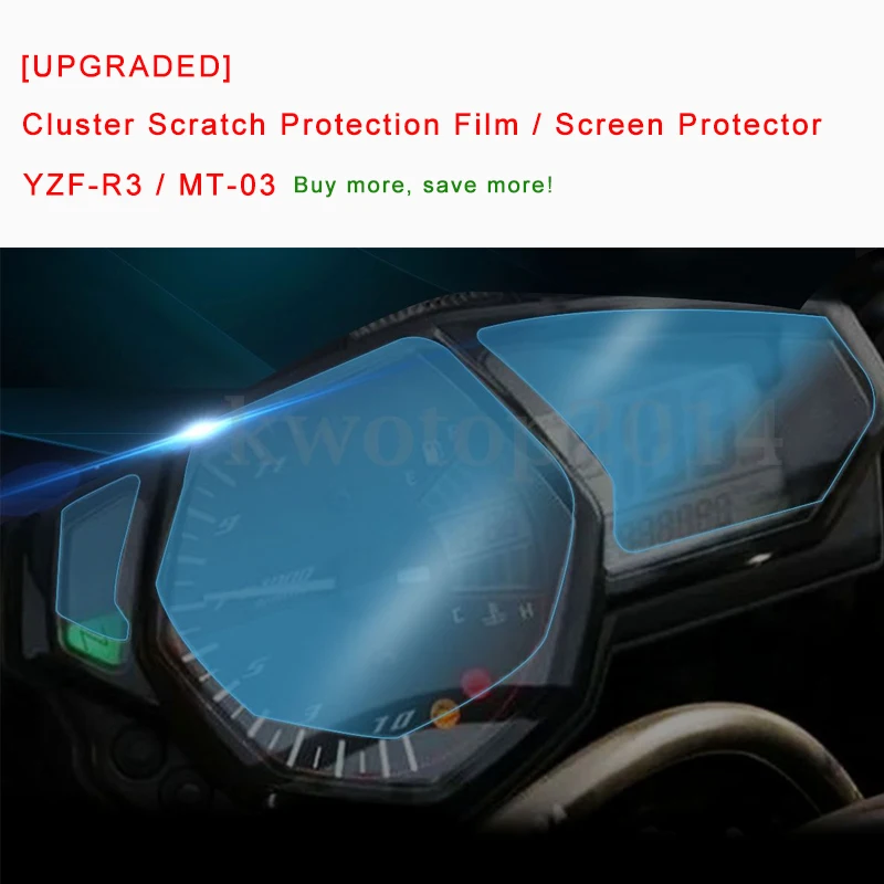 [UPGRADED] For Yamaha R3 YZF-R3 MT-03 MT03 Cluster Scratch Protection Film Screen Protector Blue Light Explosion-proof New (2)