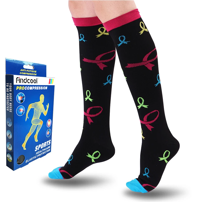Findcool унисекс спортивные носки для бега, марафона, велоспорта, скалолазания, кроссфита, длинные компрессионные дышащие дезодорирующие баскетбольные Носки