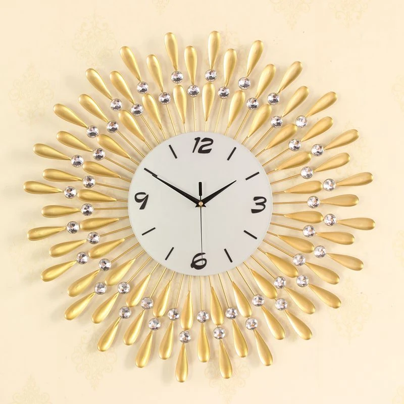 3D настенные часы большие настенные часы для гостиной 43 шт бриллианты декоративные кованые железные бесшумные современные дизайнерские часы 60-70 см золото