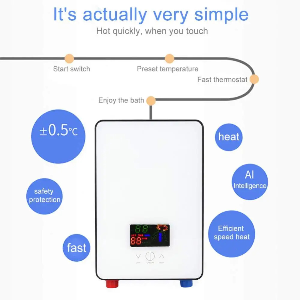 FVSTR 240V 6.5KW портативный безтанковый мгновенный Электрический водонагреватель горячий водонагреватель Ванная комната Душ комплект CE Электрический нагреватель
