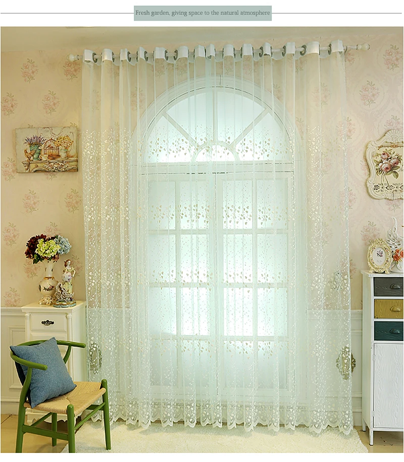 Korean Embroidery Luxury Flowers Lace Bedroom Tulle Drapes Window Treatments Screening Sheer Voile Curtains For Living Room #4