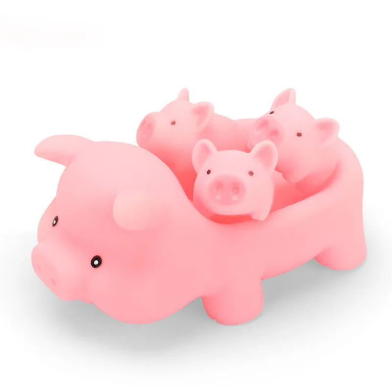 4 In 1 Soft Cute Pink Pig Toy Family Bath Toys Mummy & Baby Rubber Race Squeaky Pig Kid Game Toys Squeezing Call Rubber for Kids 4 In 1 Soft Cute Pink Pig Toy Family Bath Toys Mummy & Baby Rubber Race Squeaky Pig Kid Game Toys Squeezing Call Rubber for Kids