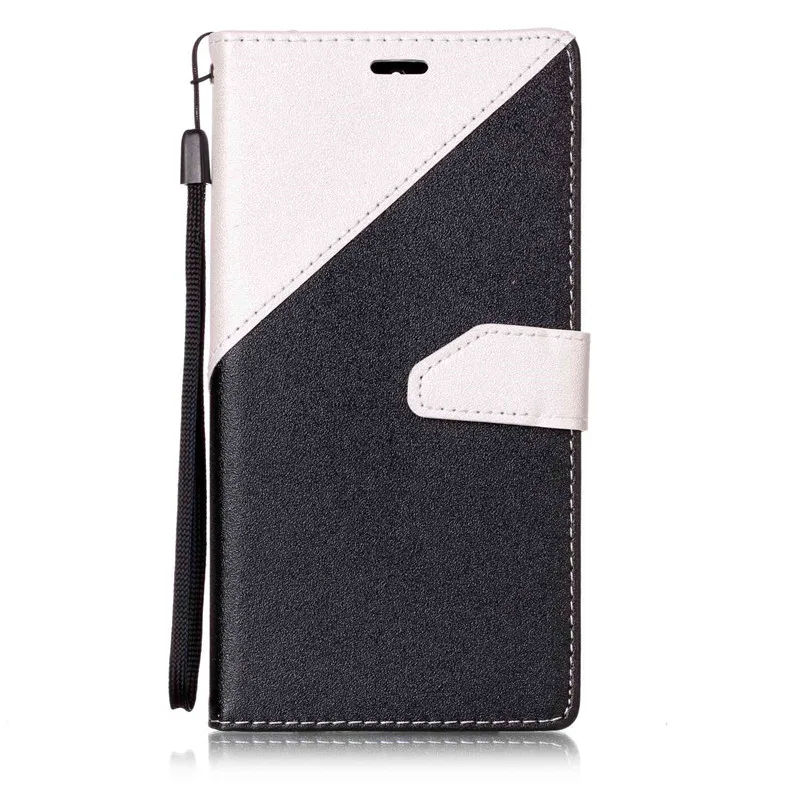 

For Huawei Mate 9 Leather Case Frosted Double Color Stitching Black White Wallet Flip Case For Huawei Mate9 Silicon Phone Cover