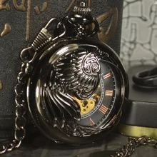 Механические карманные часы TIEDAN со скелетом, мужские антикварные Роскошные брендовые ручные наручные часы с ожерельем и брелоком, цепочка в стиле «стимпанк», золото