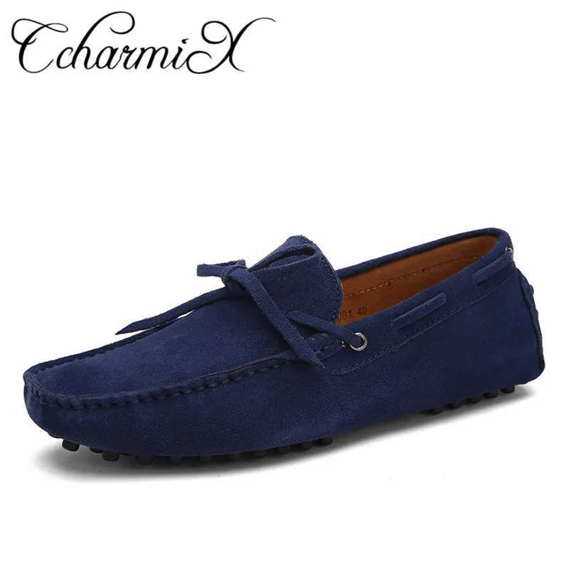 CcharmiX/брендовая Весенняя Мужская обувь для вождения из натуральной замши; водонепроницаемые мокасины; дышащая мужская повседневная обувь на плоской подошве; Мокасины без застежки; синие лоферы