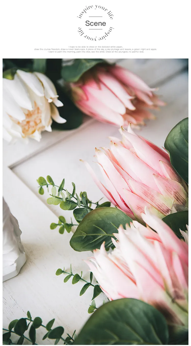 Миз розовый и белый королевский протеа бутон цветок вечерние бутон цветок для домашнего декора современный искусственный цветок Шелковый цветок без вазы