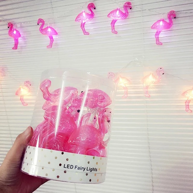 

10 LED Pink Flamingo String LED Fairy Lights Lamp Bulbs String Battery Operated Indoor Party Supplies Wedding Baby Room Decor