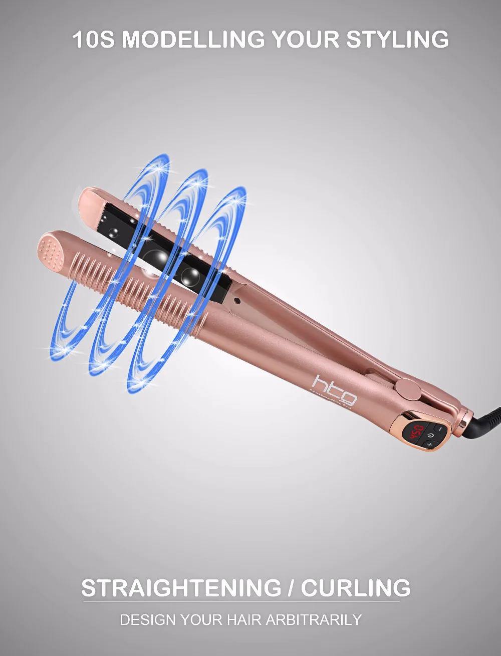 Baratos HTG 2 in1 para alisar el cabello, plancha de rizado de cabello eléctrico multifunción alisado del cabello styler herramienta + pantalla LCD HT092