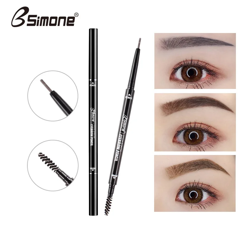 

2 in 1 Double Ended Super Slim Eyebrow Pencil with Eyebrow Brush Long-lasting Easy to Wear Black Brown Eyebrow Tatoo pen TSLM1
