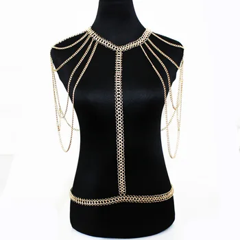 

New Fashion Punk chunky Statement body Chains shoulder Jewelry for women beach necklace