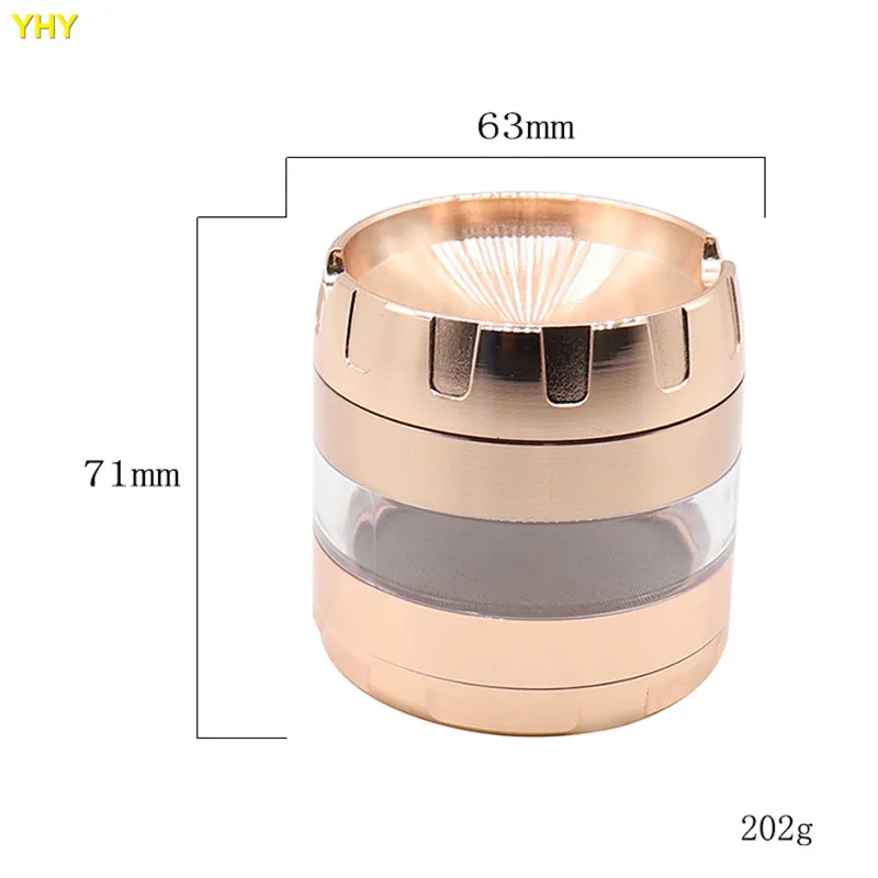 4 Layer Rose Gold Aluminum Herbal Herb Tobacco Grinder Smoke Grinders Metal Grinder for Weed Smoking Accessories06