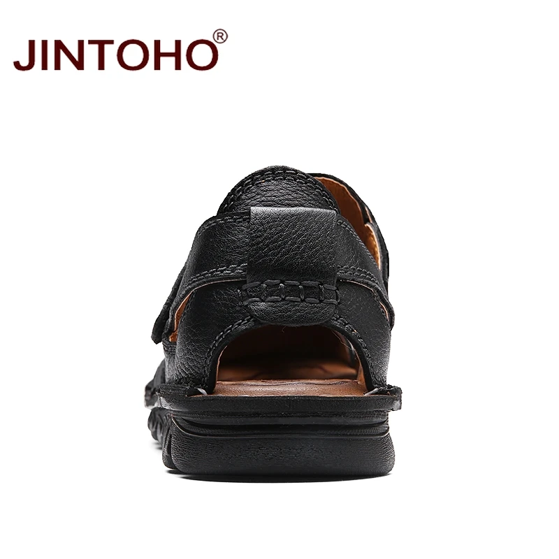 JINTOHO 2018 новые Брендовые мужские кожаные сандалии модные из натуральной кожи