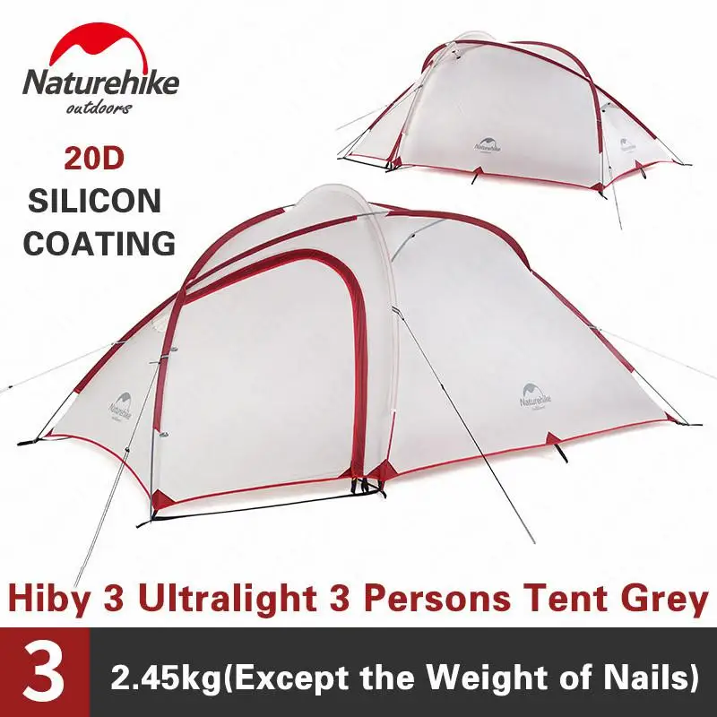 Naturehike Hiby кемпинг палатка 3-4 человек ультра-светильник Открытый Семейный Кемпинг двойной слой непромокаемый туристический тент туристический NH17K230-P - Цвет: 3 Perosns-Grey