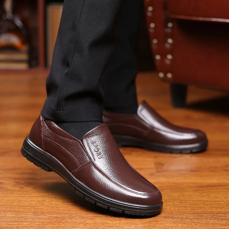 Мужские ботинки из натуральной кожи; зимние высокие мужские теплые ботинки; Теплая мужская обувь; строгие ботинки по щиколотку; ba xie El