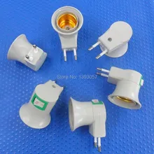 E27 светодиодный свет мужской sochet Тип цоколя переменного тока для адаптера переменного Мощность 110 V 220 V штепсельная вилка европейского стандарта лампы держатель лампы адаптер конвертера+ кнопка включения/выключения