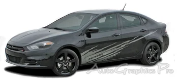 

For 1Set/2Pcs 2013-2016 Lower Door Vinyl Graphics Kit Decals Stripes "RIPPED" fits Dodge Dart Car styling