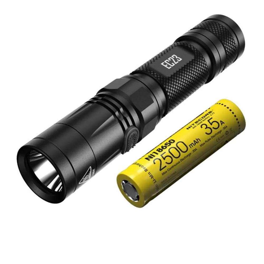 NITECORE EC23 светодиодный фонарик CREE XHP35 HD E2 светодиодный Макс 1800лм дальность луча 255 м 8 режимов Тактический фонарь - Испускаемый цвет: EC23 2500mAh 35A