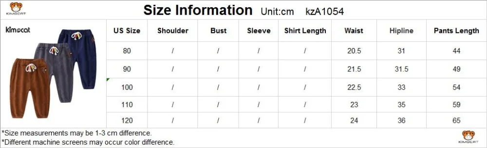 Kimocat/осенне-весенние штаны; Детские теплые штаны; новые модные зимние вельветовые брюки для малышей; плотные однотонные брюки для мальчиков