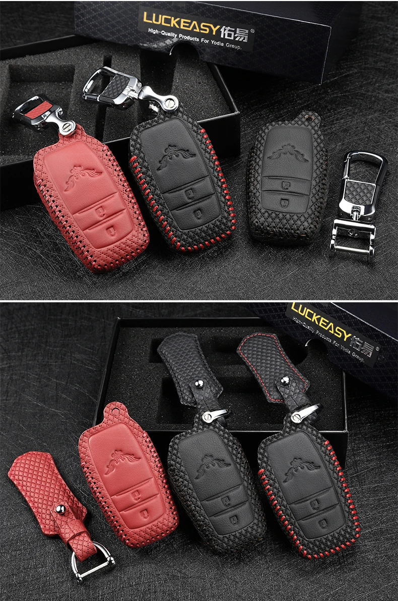 Luckeasy кожа ключ крышка для Toyota EZ FJCruiser Highlander Rav4 2013 button Дело автомобильный держатель key3