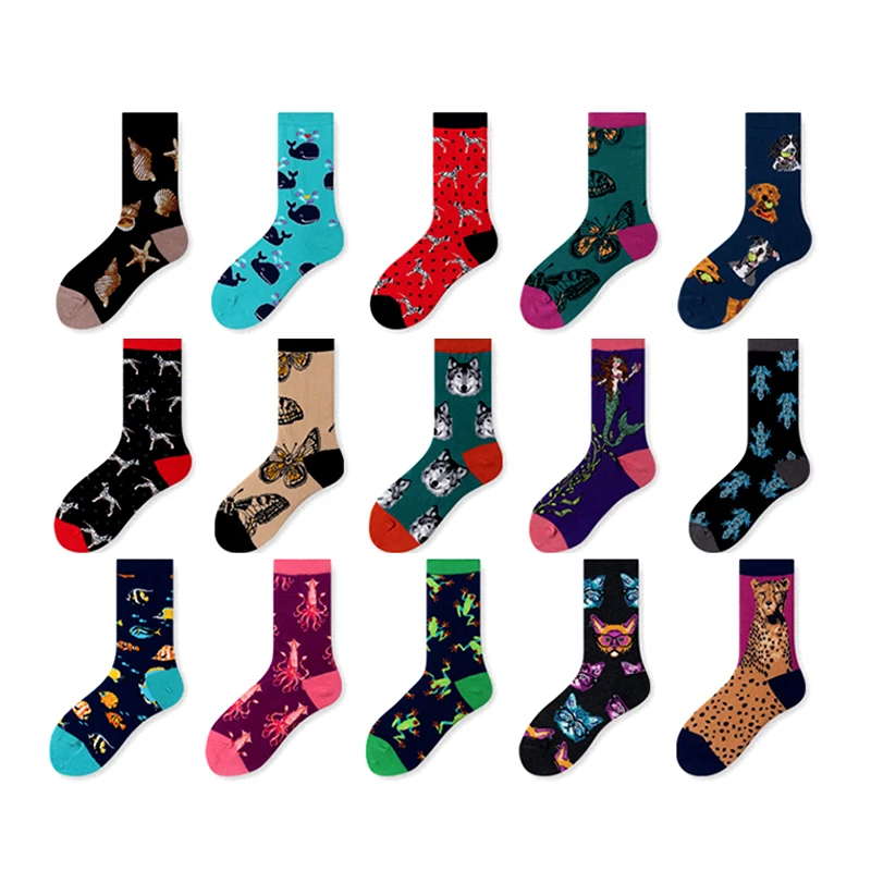 

Cartoon Creativity Leopard Beagle Cat Animal Harajuku Crazy Cotton Funny Women Casual Socks Men Novelty Happy Skateboard socks