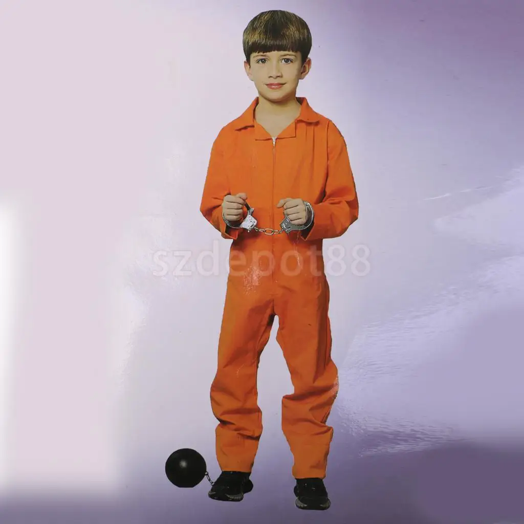 Костюм для Хэллоуина для мужчин и мальчиков, оранжевый комбинезон для заключенного, вечерние костюмы для костюмированной вечеринки