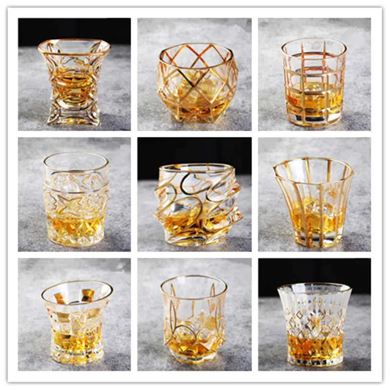 Drink Glazen Glasses Whisky Chivas Wine Cup Slap up Trace Golden Wide