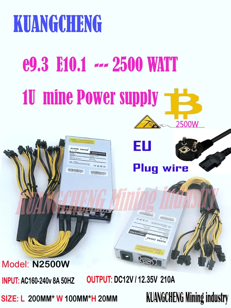 ASIC miner BTC miner new PSU 1U 2500w 12V port 6pin*13 Suitable for Antminer S9k s9 Ebit E9i E9+ E10.1.2.3 E9.3 Z1 WhatsMiner M3