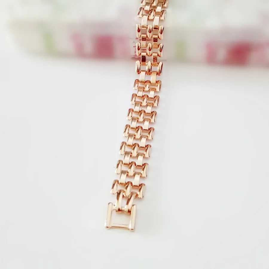 Модный женский браслет 585 цвета розового золота, Женские Ювелирные изделия, модные женские браслеты длиной 19 см