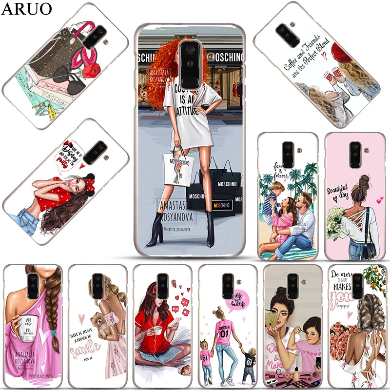

Best mom girl kids Family clear Hard Phone case for Samsung Galaxy A8Star A9Pro A72018 A8S A82018 A6plus A5 A72017 matte cover