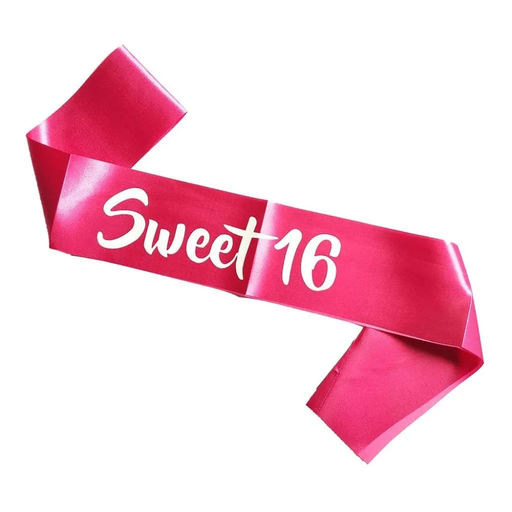 White Pink Sweet 16 Princess Birthday Sash Girls 16th Birthday Party Decoration Supplies Favor Gifts