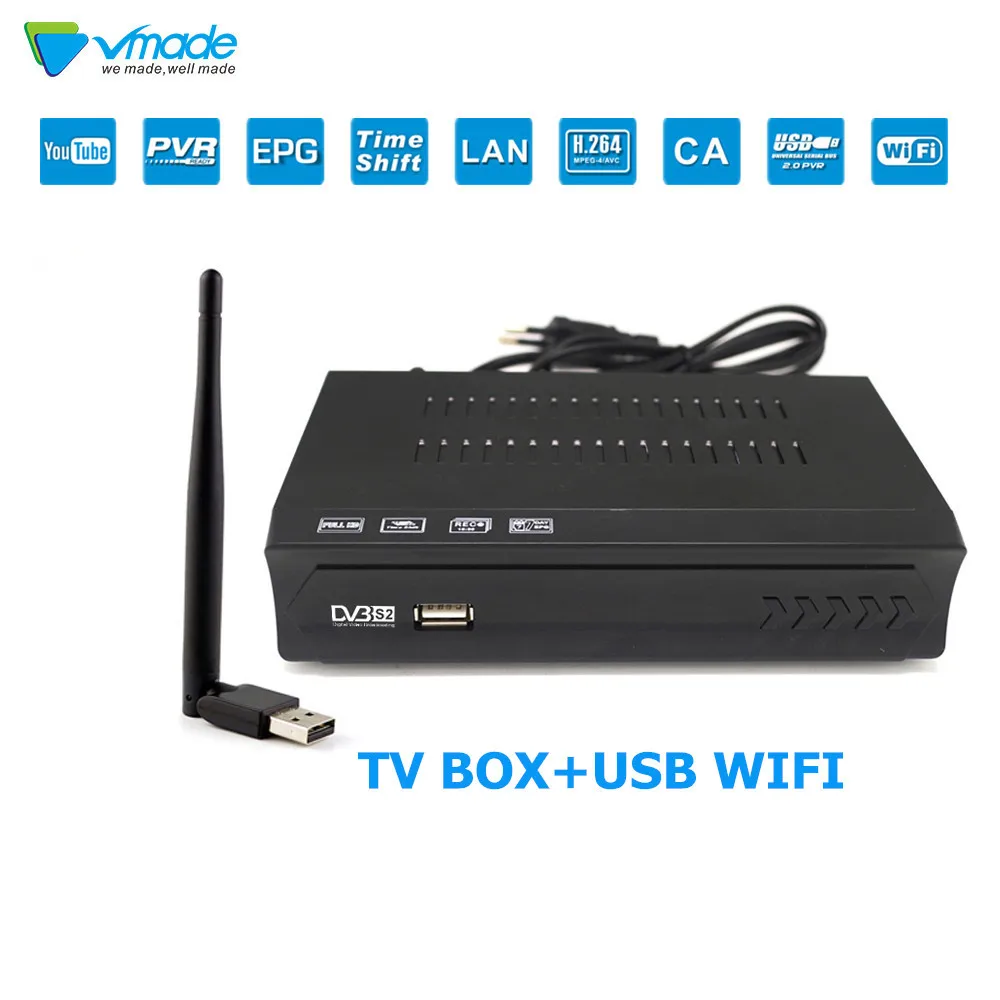 Vmade Высокий цифровой спутниковый ТВ приемник DVB S2 M5 full HD 1080 ТВ-приставка Поддержка
