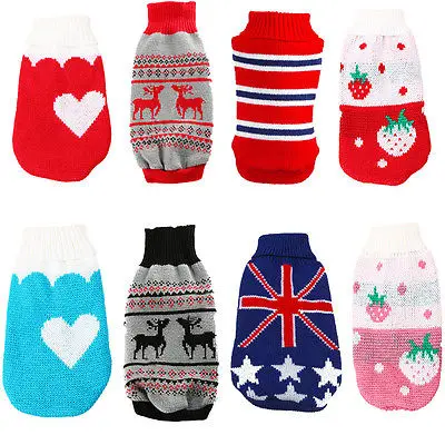 

Small Pet Dog Winter Warm Pullover Coat Tops Toy Dog Clothes Sweater Knitwear Puppy Coat Outwear Costume