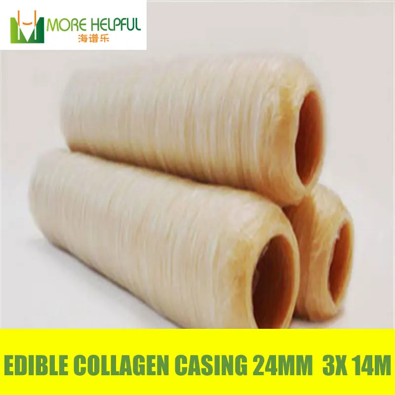 Good Quality Edible halal sausage casing 42meters 3pcs per Lot 24mm sausage Collagen casing sausage skin free shipping