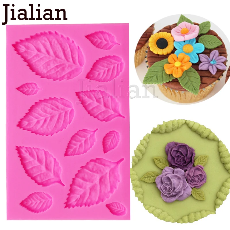 

Jialian DIY Tree leaf Press Molding Foil Mold Silicone Mold Cake Decor Fondant Cake 3D Leaves Silicone Mould F0967