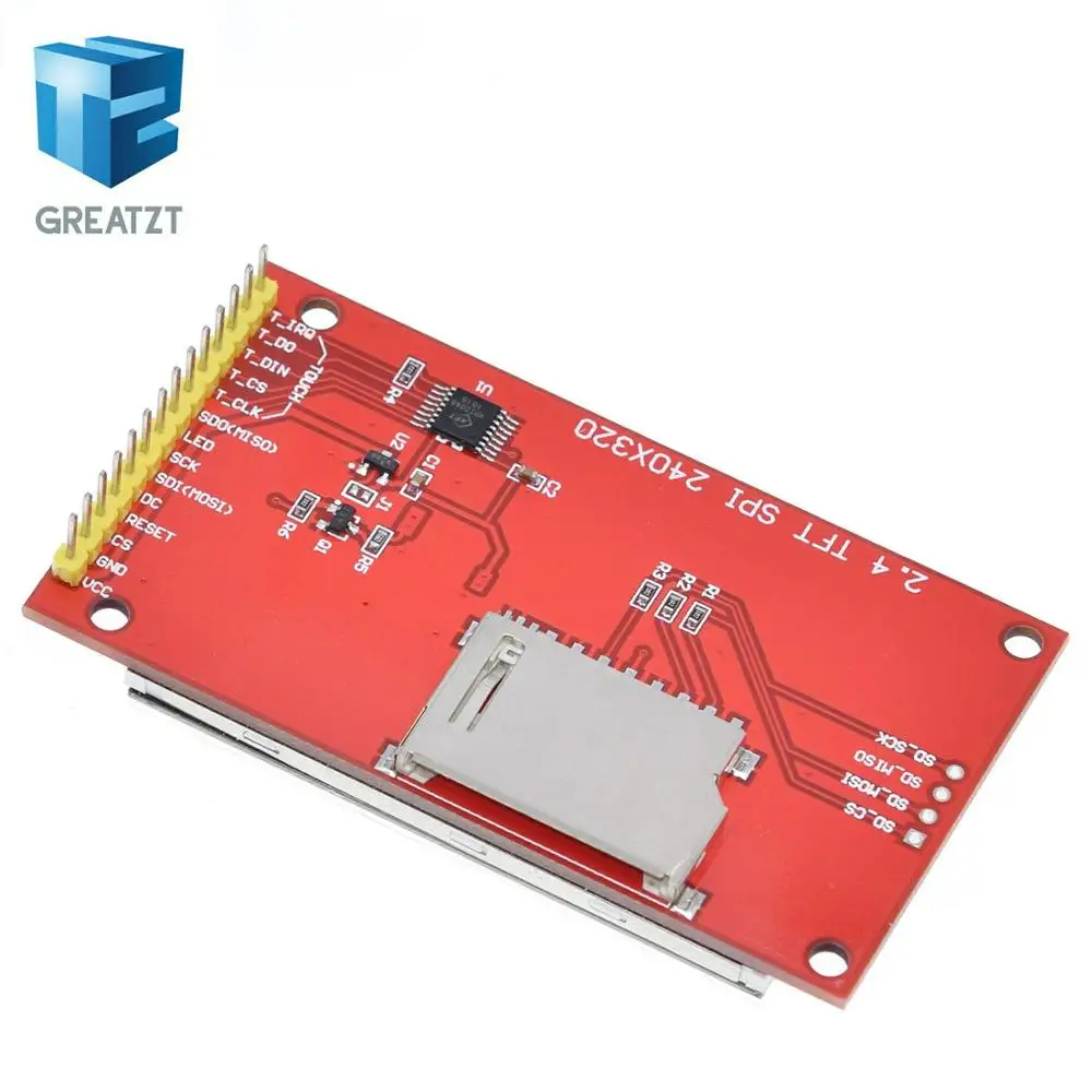 GREATZT 2," 240x320 SPI TFT ЖК-дисплей серийный Порты и разъёмы модуль+ 5 V/3,3 V адаптер PBC Micro SD ILI9341 Белый светодиодный(с сенсорным экраном