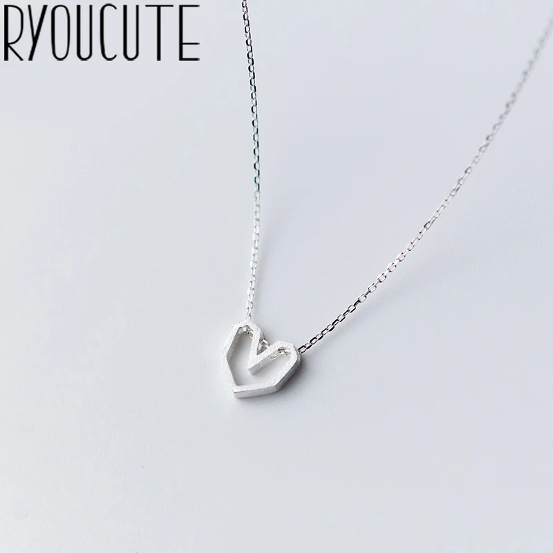 RYOUCUTE Настоящее чистое серебро цвет ювелирные изделия длинное сердце ожерелье