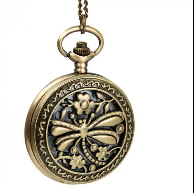 new-bronze-antiques-fashion-quartz-dragonfly-hollow-out-pendant-necklace-pocket-watches-gift-kl5878