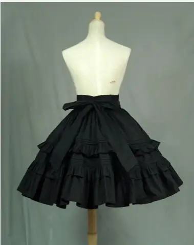 Kant Tuin Branded Zwarte Vintage Korte Lolita Rok met Gelaagde Ruches Kant Tuin Branded Zwarte Vintage Korte Lolita Rok met Gelaagde Ruches