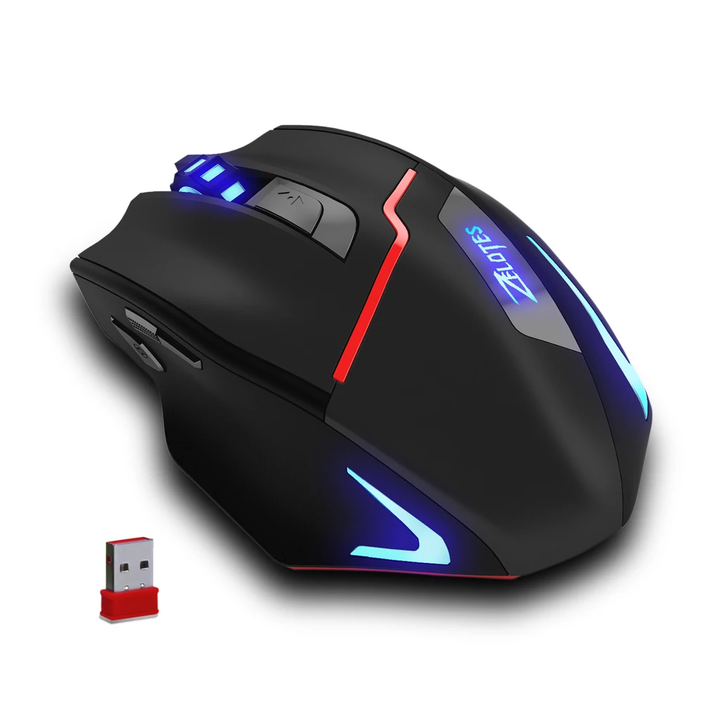 ZELOTES F18 игровая мышь профессиональная 3200 dpi USB Проводная 2,4 GHz Беспроводная игровая мышка для компьютера PC перезаряжаемая пальчиковая
