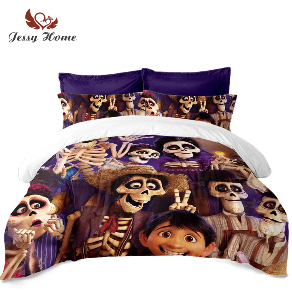 

Day of the Dead 3D Skull Bedding Set Colorful Cartoon Coco Duvet Cover Set Kids Bedding Queen King Pillowcase Home Decor 3Pcs
