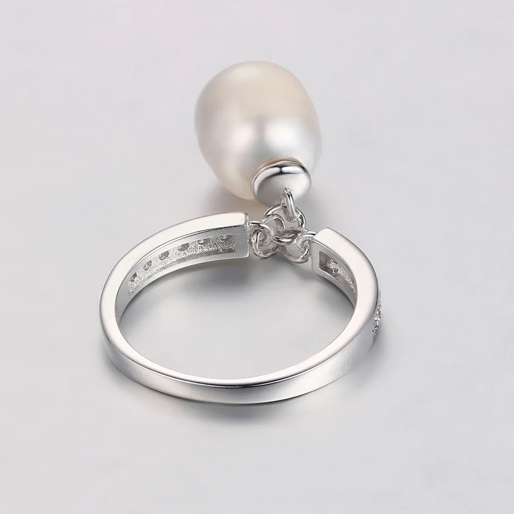 MoBuy Freshwater Pearls Natural Gemstone Rings For Women Girl 925 Sterling Silver Jewelry White Gold Plated Fine Jewelry MBRI057