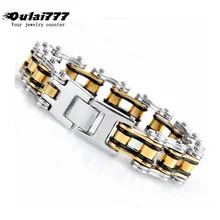 Oulai777,, нержавеющая сталь, велосипедная цепь, мужской браслет, золотой, черный, панк, мужские аксессуары, большой мужской Шарм, браслеты, цепь на руку