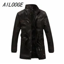 AILOOGE Новое поступление Теплая мужская куртка из искусственной кожи Зимняя флисовая плотная ветровка Модная приталенная повседневная куртка