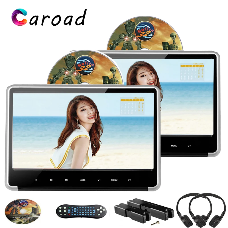 

Caroad 2PCS 11.6 Inch Car Headrest Monitor HD 1080P Video IPS Touch Button DVD Player with HDMI/FM/IR/USB/SD/Game/Speaker