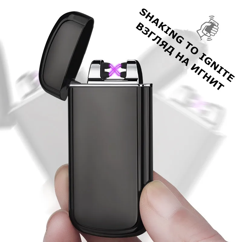 Горячая USB Электронная сигарета зажигалка плазменная двойная дуга сигарная Зажигалка металлическая ветрозащитная турбо электрическая зажигалка гаджеты для мужчин