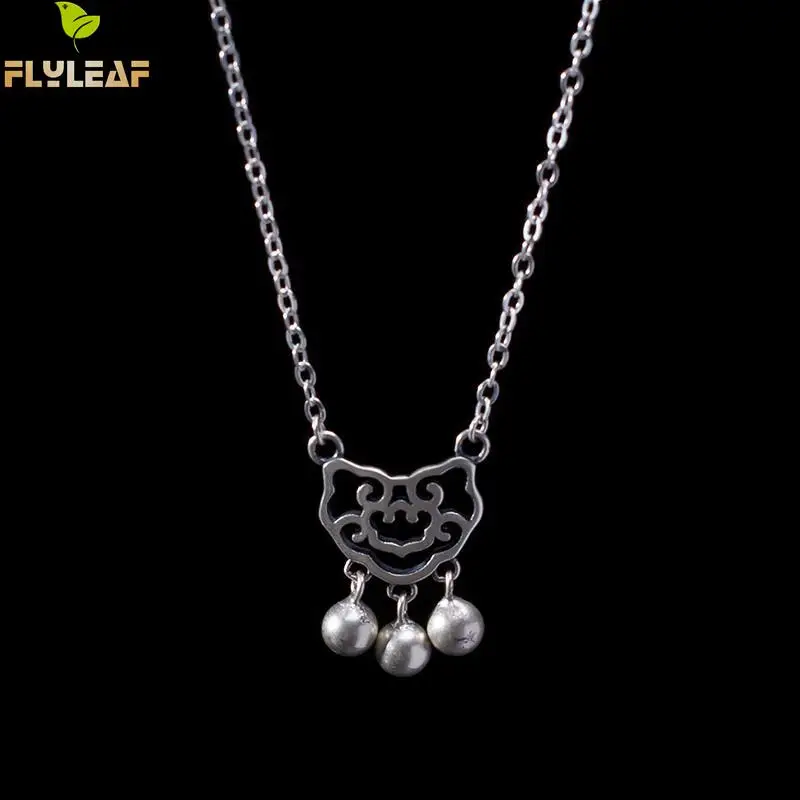 

Flyleaf 925 Sterling Silver Longevity Lock Necklaces & Pendants for Women Chinese style Vintage Fine Jewelry